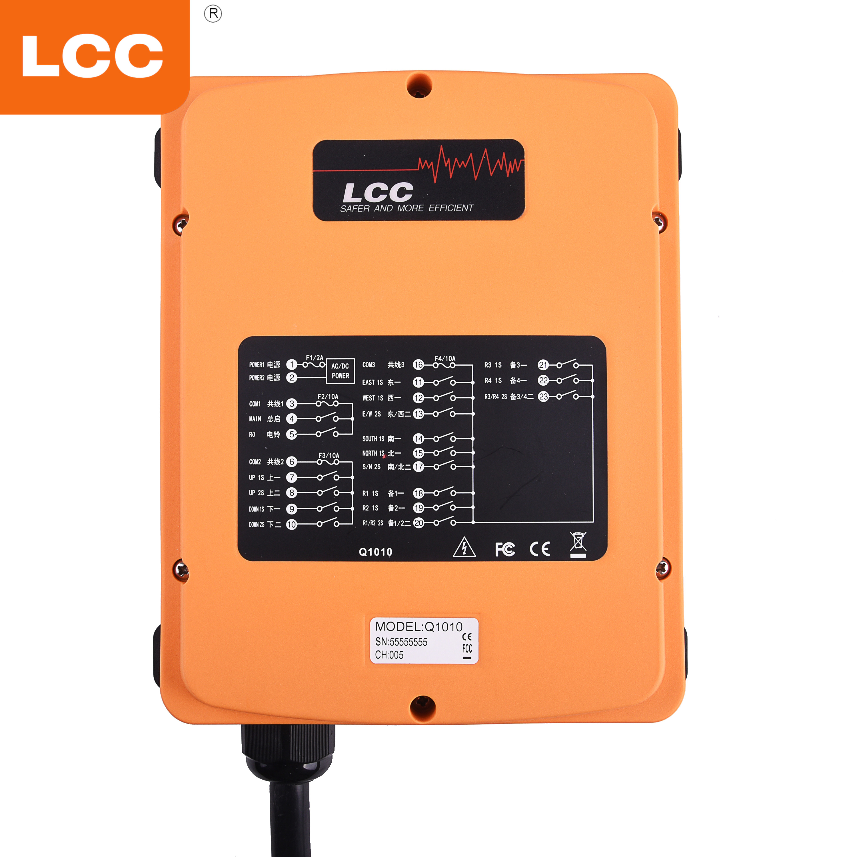 Émetteur et récepteur à télécommande sans fil de grue Rf de treuil Q1010 LCC